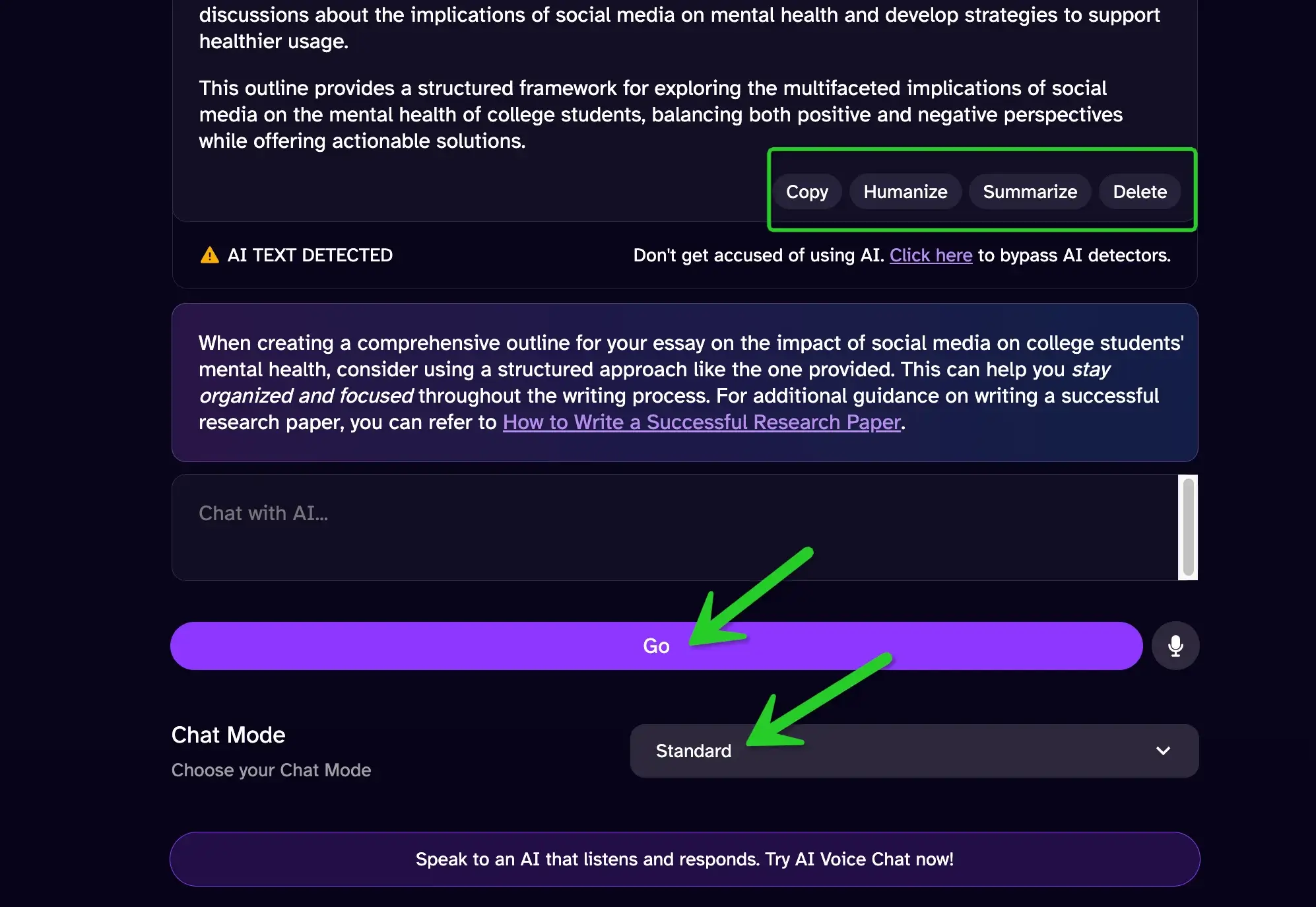 DeepAI Chatbot Output Interface