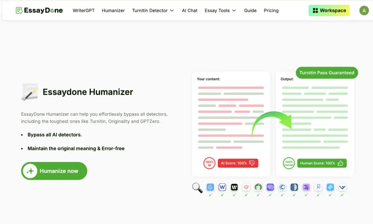 Garantia de Turnitin do Humanizador EssayDone