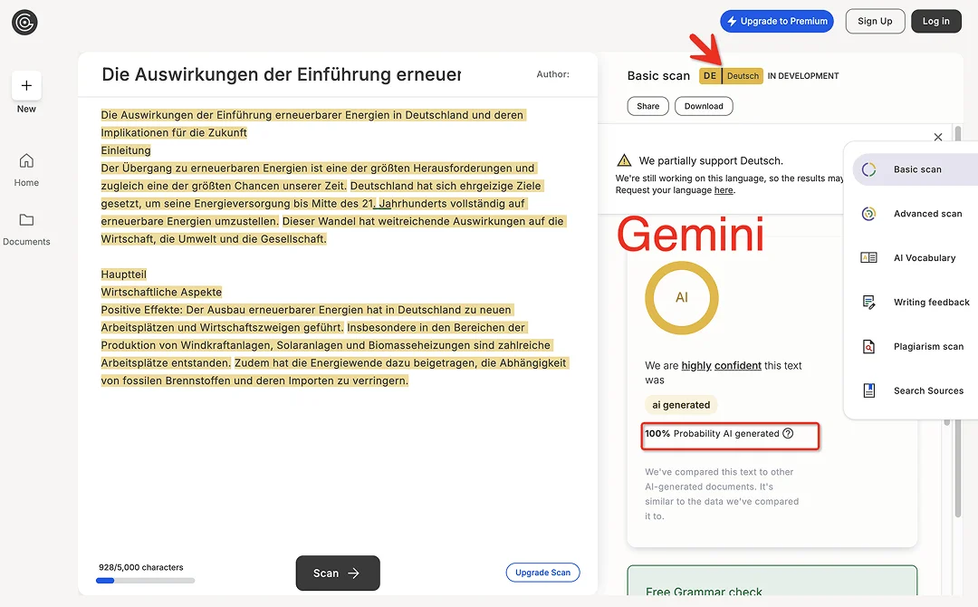  GPTZero Test Gemini German Essay 100 Percent AI