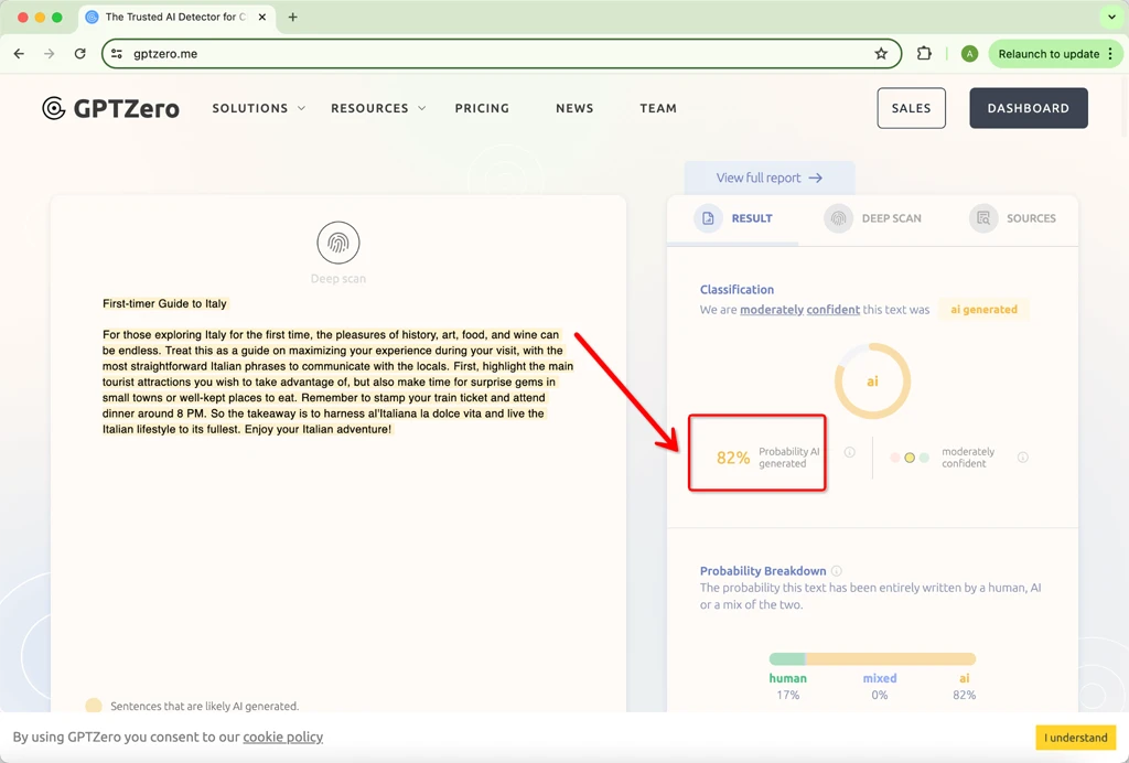 Grammarly Pro Scoring HIX.AI Bypass Humanization Grammarly Amended Version 82 Percent AI