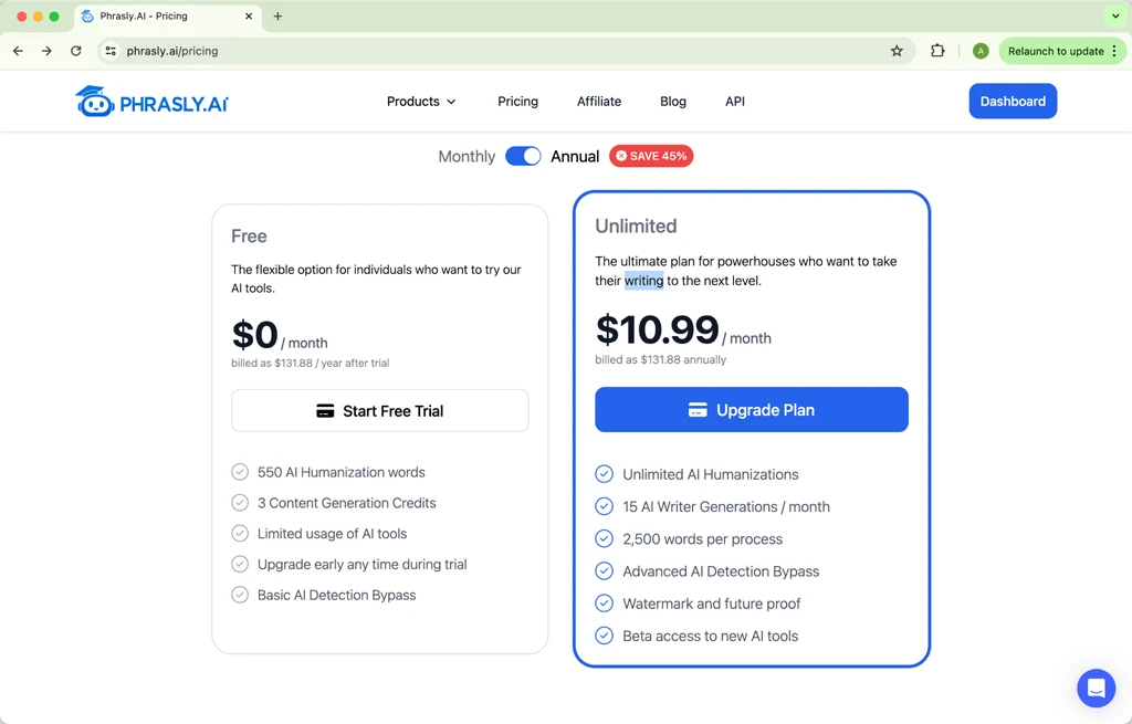 Phrasly.ai Pricing