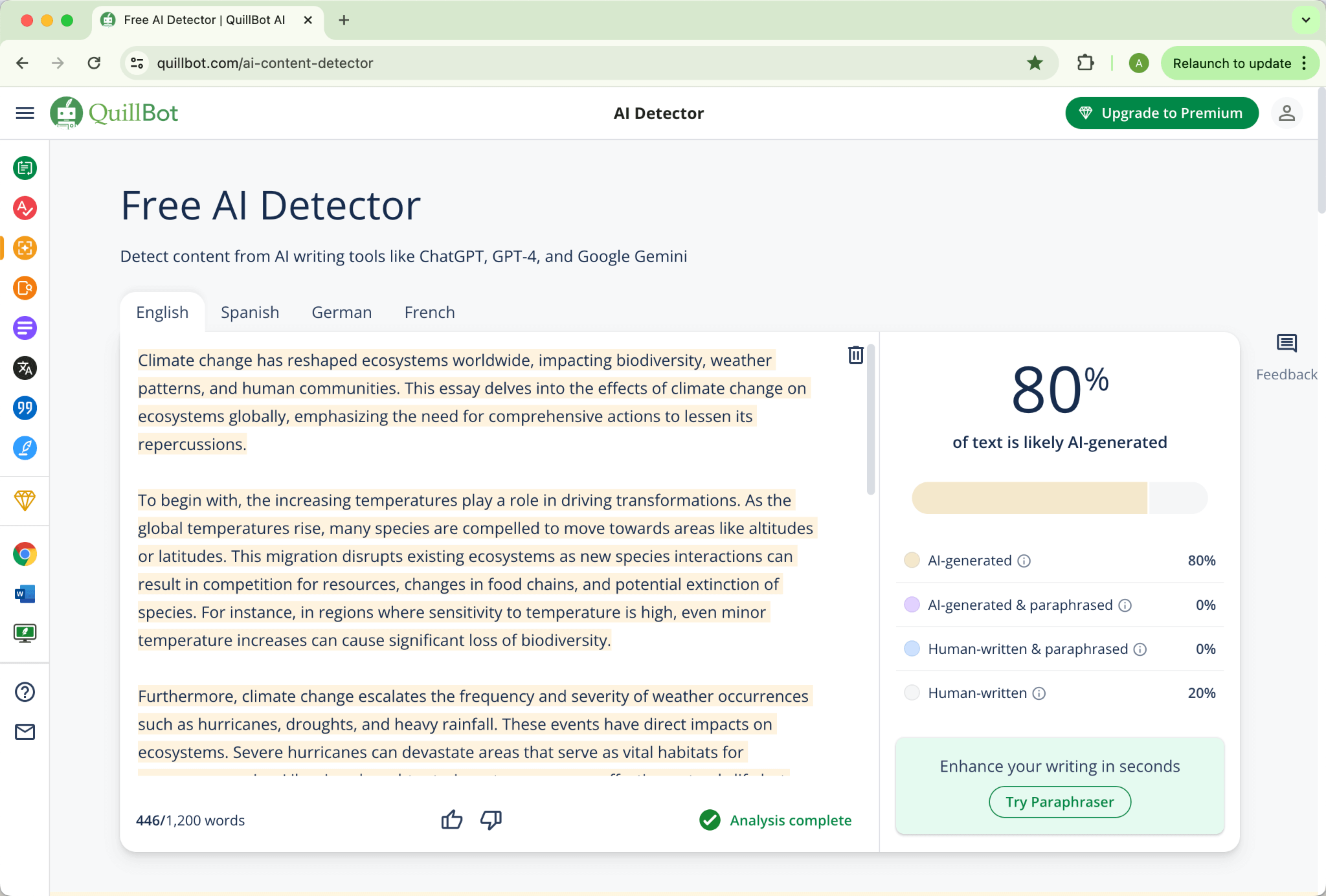 Versión enmendada de 80 IA según Grammarly para la salida humanizada de Undetectable.Ai por Quillbot