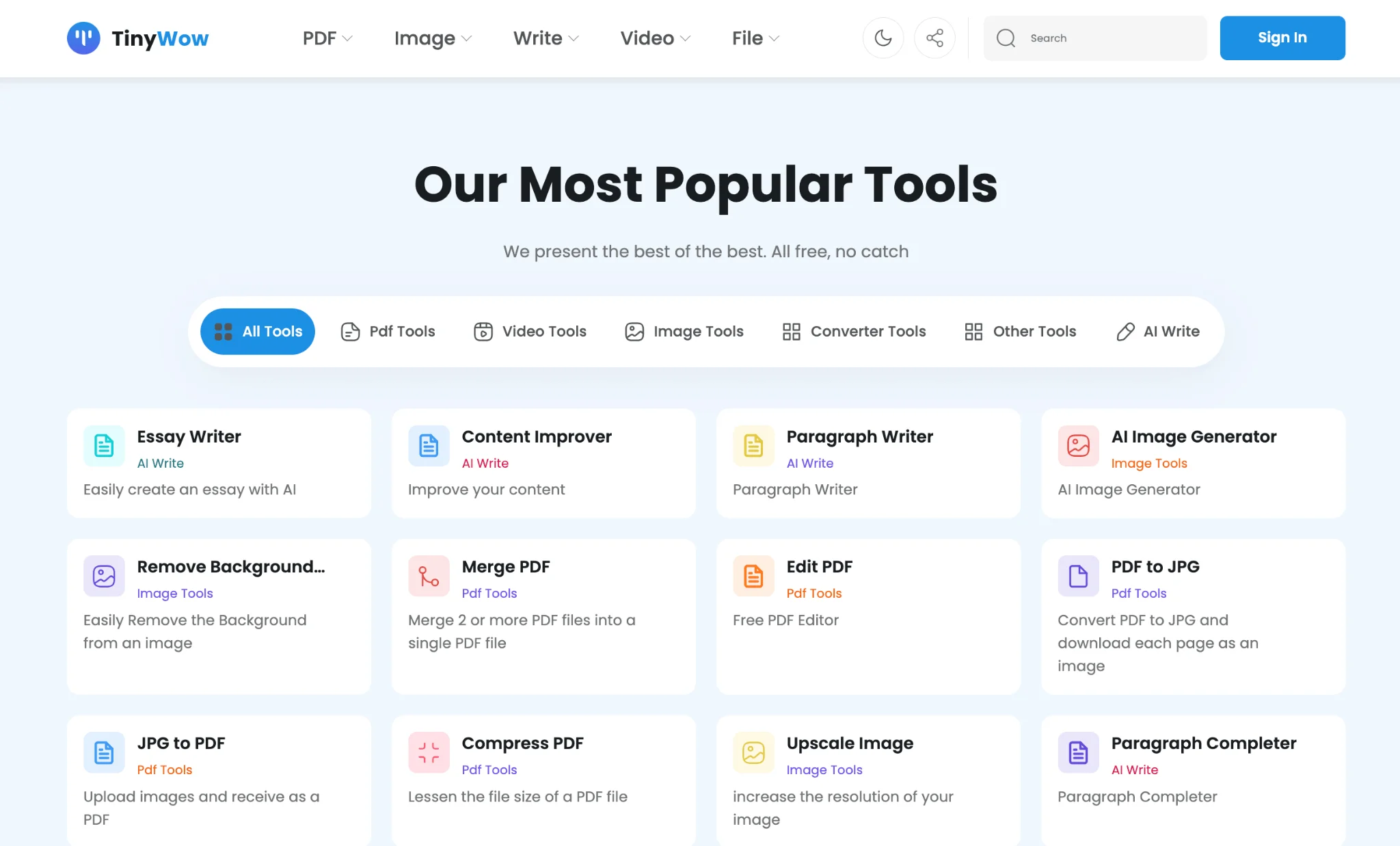 Tinywow Popular Tools