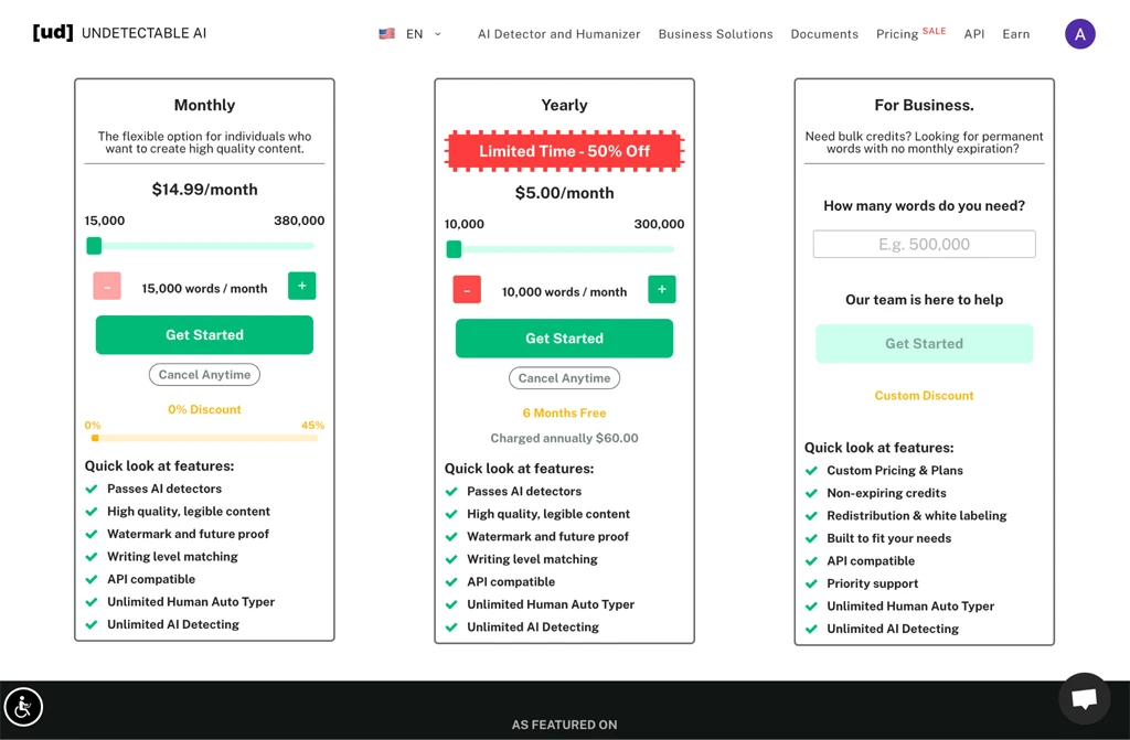 Undetectable.Ai Humanizer Pricing