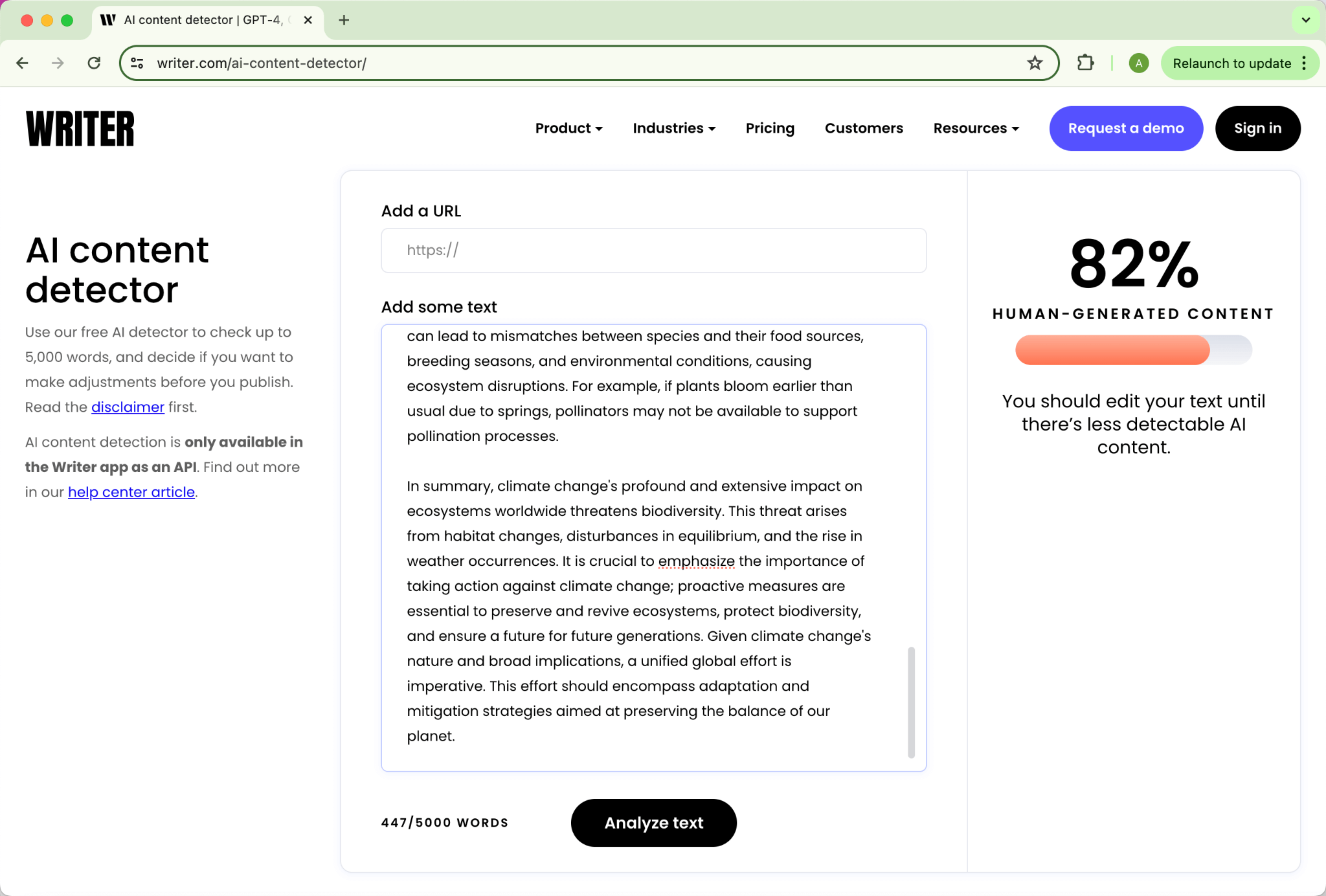 Versión enmendada de 18 IA según Grammarly para la salida humanizada de Undetectable.Ai por Writer