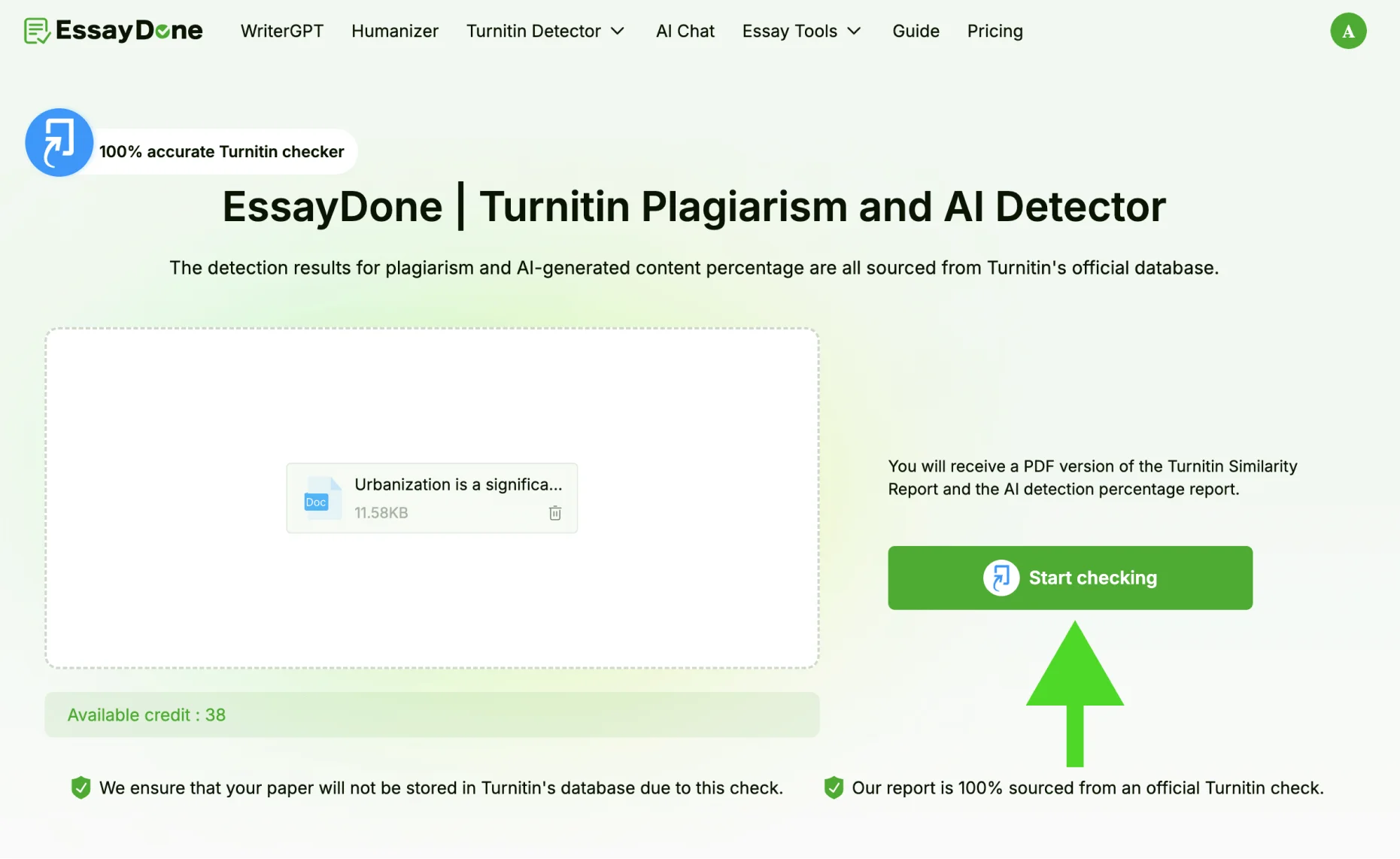 Essaydone Turnitin Detector Start Checking