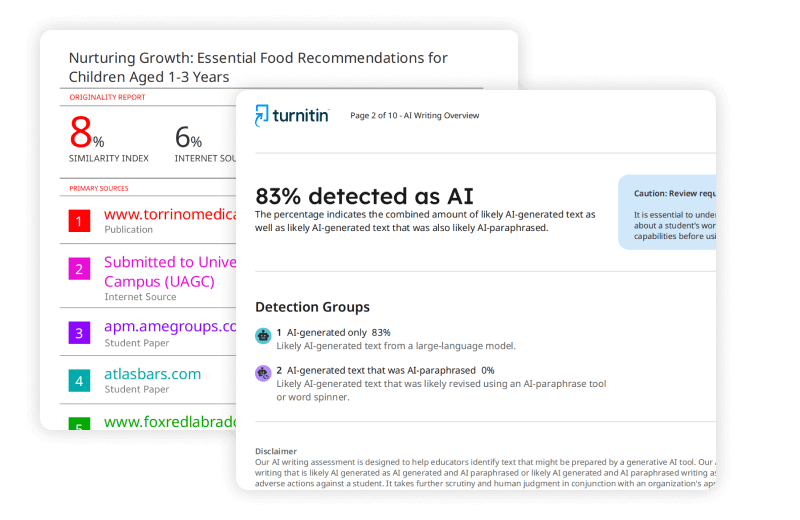 The actual Turnitin report, the same as what your professor sees.